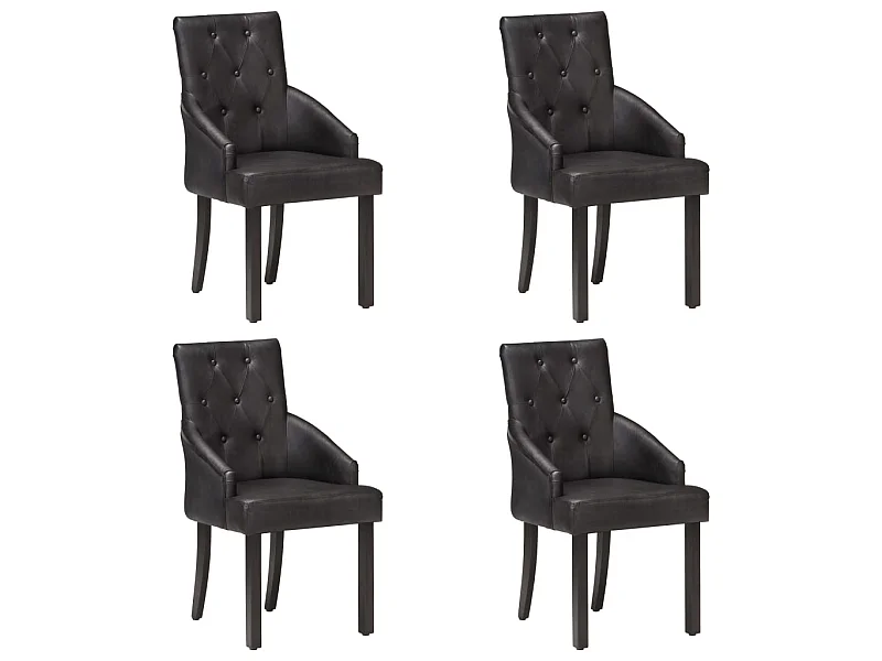 Eetkamerstoelen 4 st echt geitenleer zwart