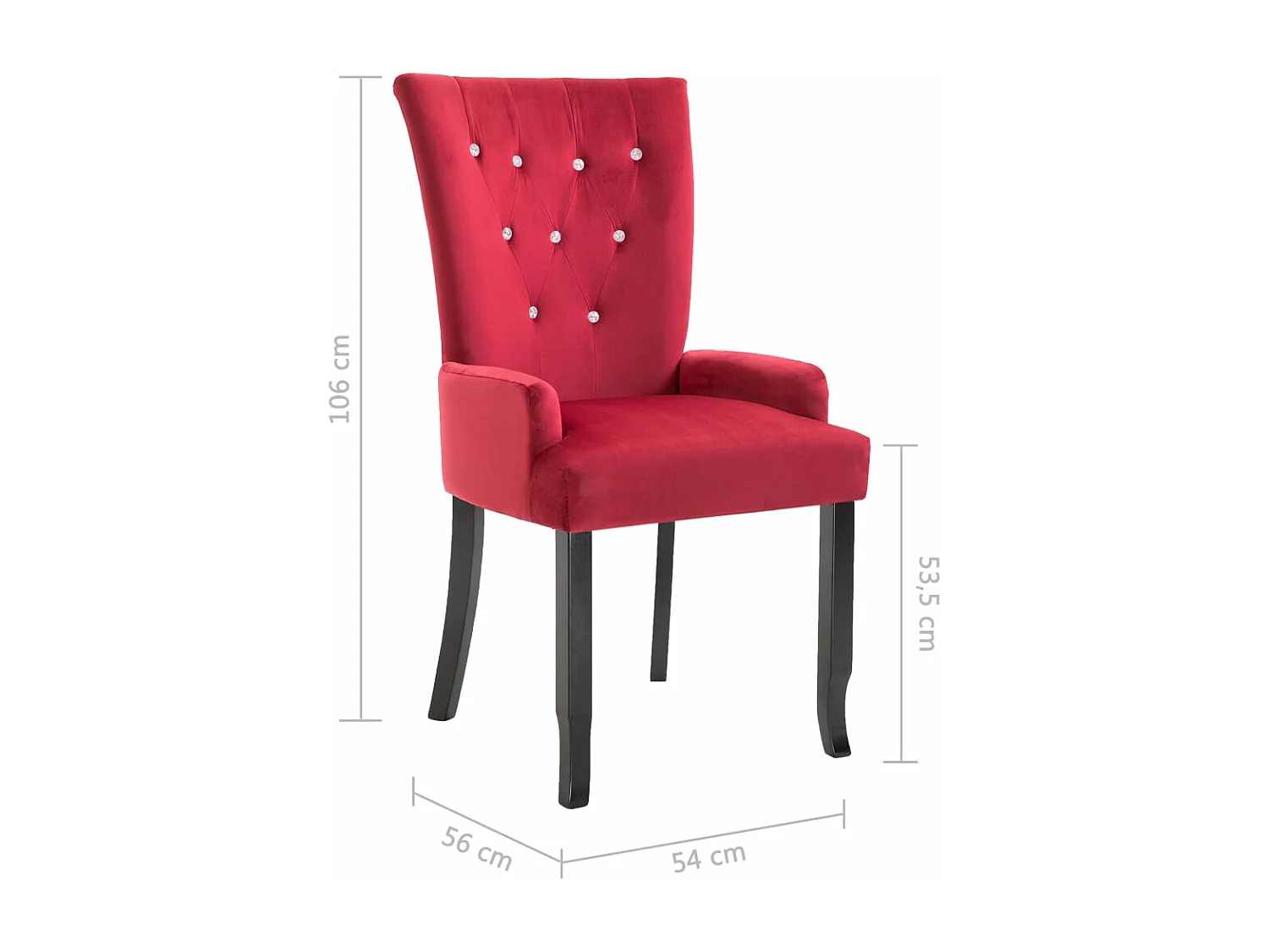 Esszimmerstuhl mit Armlehnen 4 Stk. Rot Samt