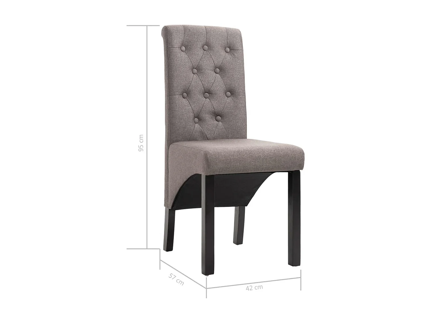 Sedie da Pranzo 4 pz Tortora in Tessuto