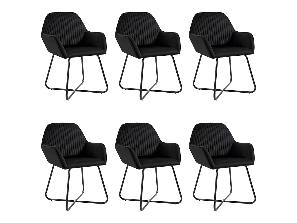 Cadeiras de jantar 6 pcs veludo preto
