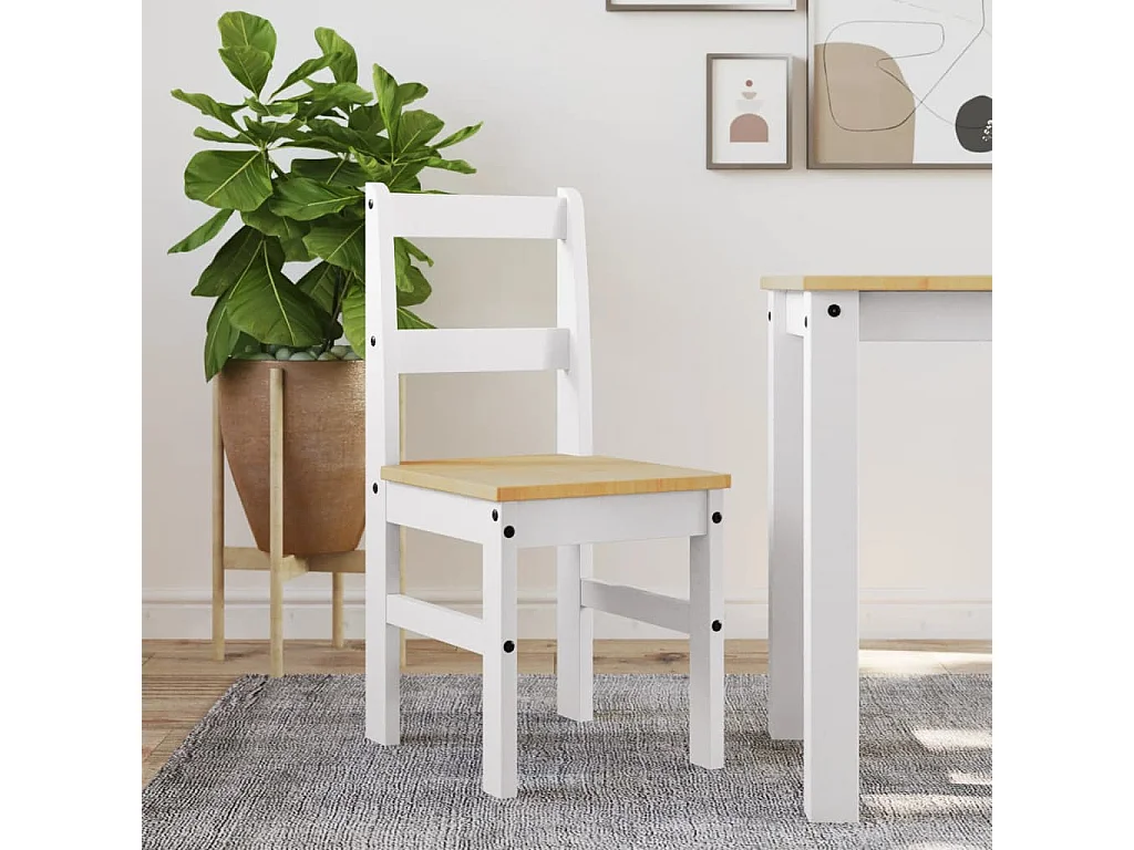 Eetkamerstoelen 2 st PANAMA 40x46x90 cm grenenhout wit