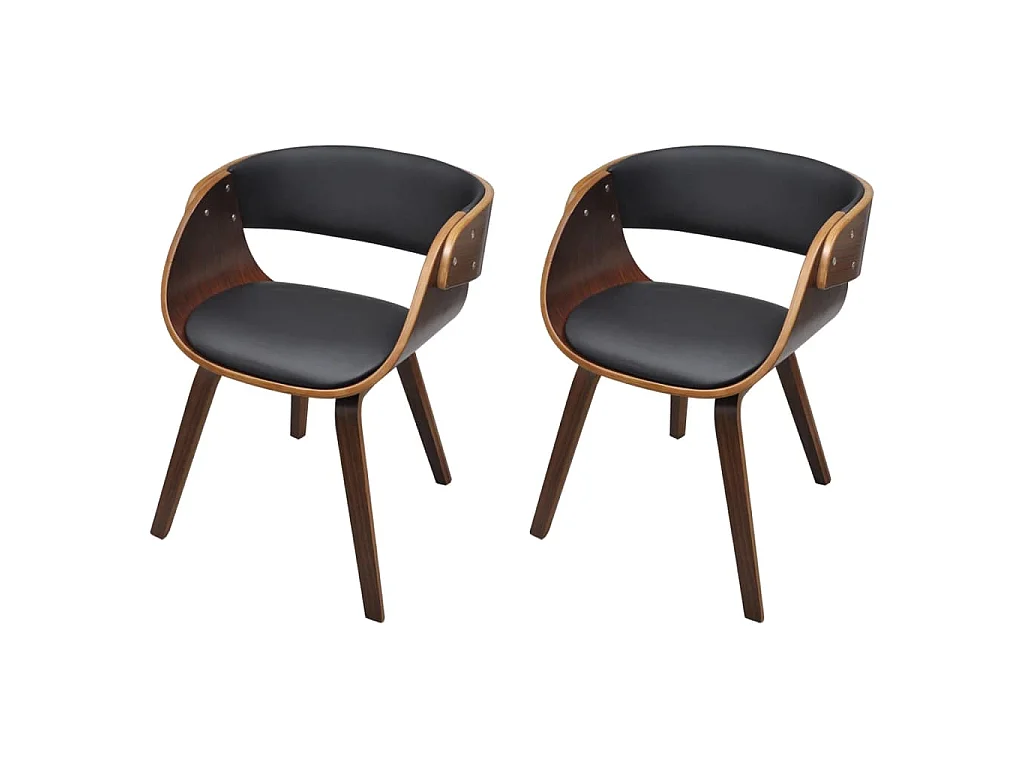 Eetkamerstoelen 2 st gebogen hout en kunstleer bruin