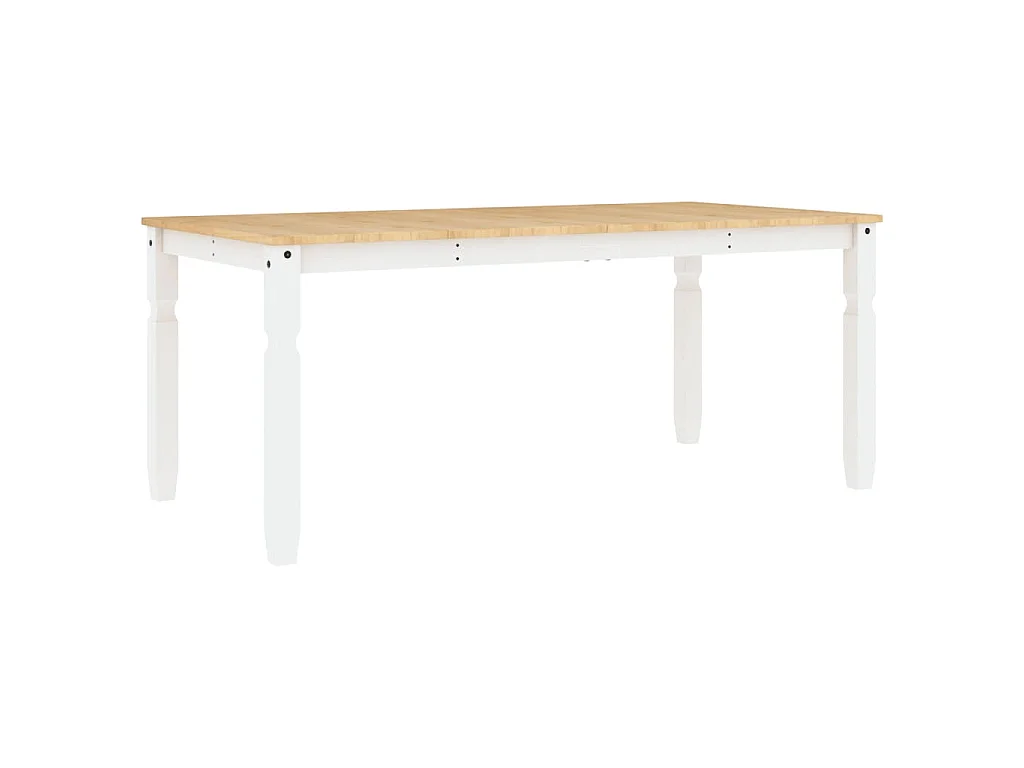 Table à manger Corona blanc 180x90x75 cm bois massif de pin