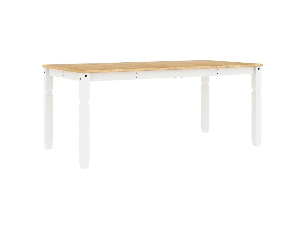 Table à manger Corona blanc 180x90x75 cm bois massif de pin