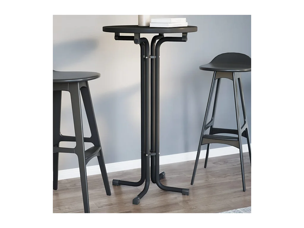 Table à manger noir Ø60x110 cm bois d'ingénierie et acier
