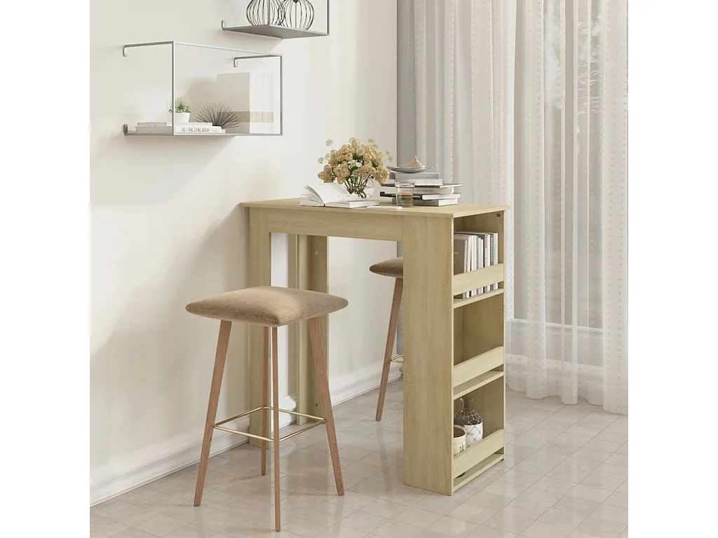 Table de bar avec rangement Chêne sonoma 102x50x103,5 cm