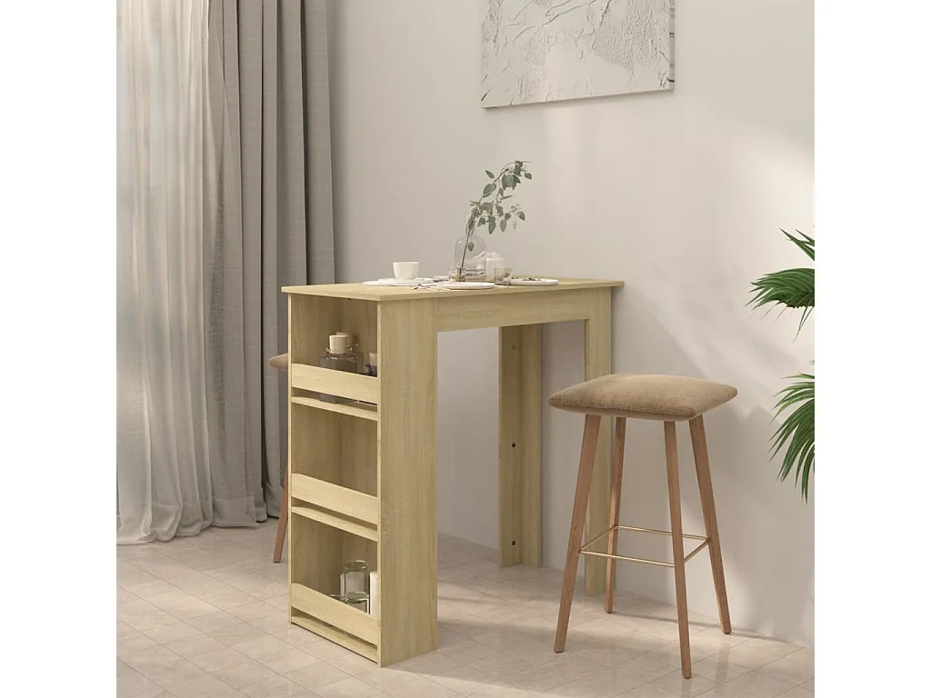 Table de bar avec rangement Chêne sonoma 102x50x103,5 cm