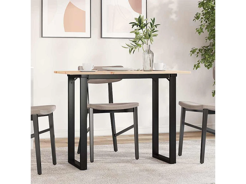 Eettafel O-frame 100x50x75 cm massief grenenhout en staal