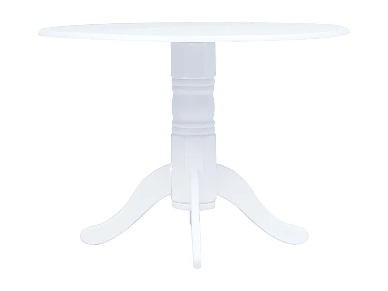 Tavolo da Pranzo Bianco 106 cm in Legno Massello di Hevea