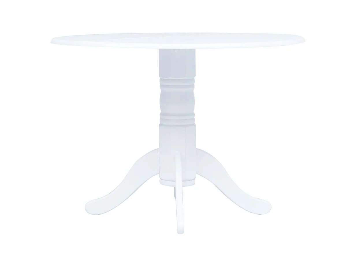 Table à manger Blanc 106 cm Bois d'hévéa massif