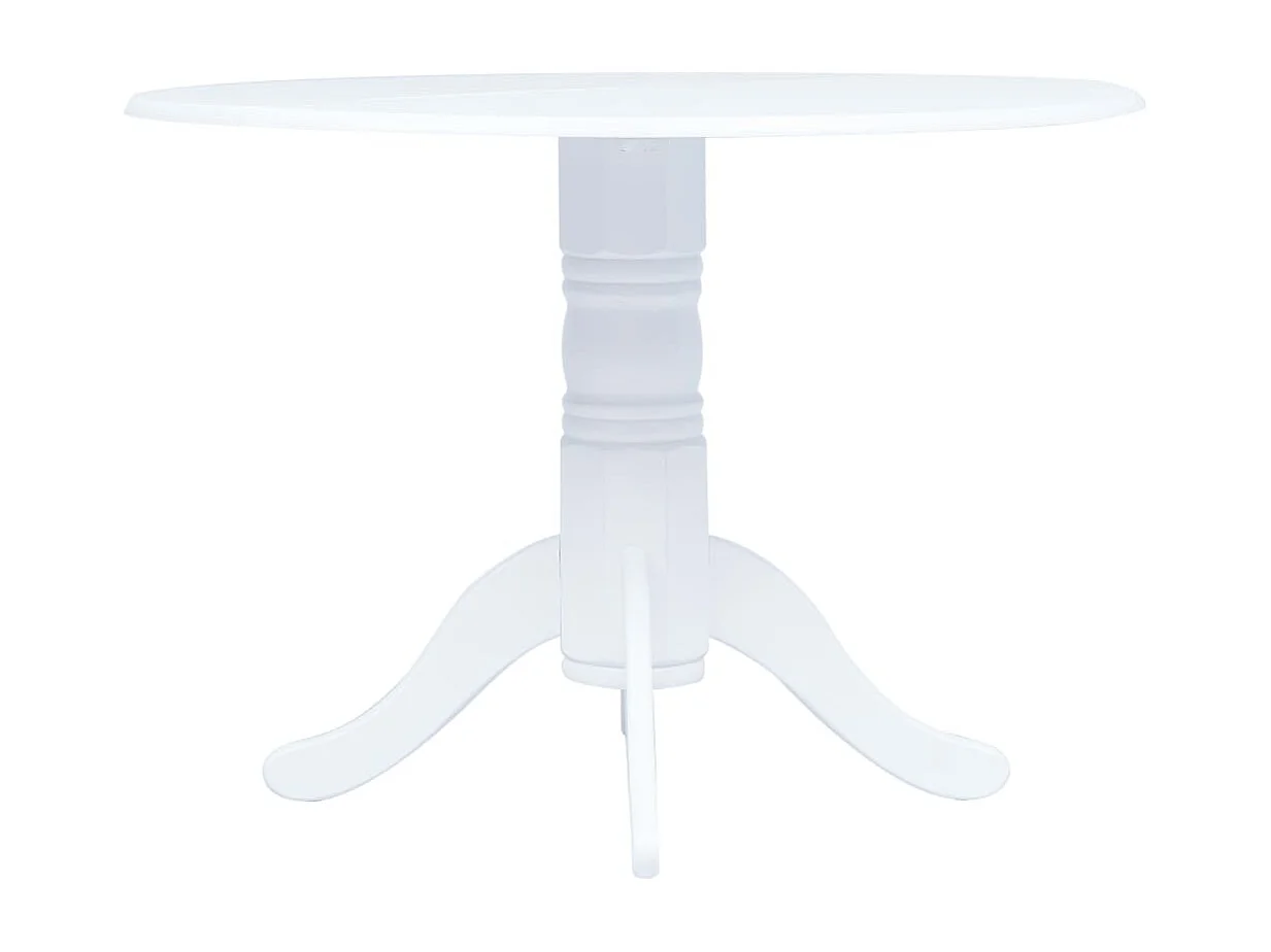 Mesa de comedor de madera maciza de caucho blanca 106 cm
