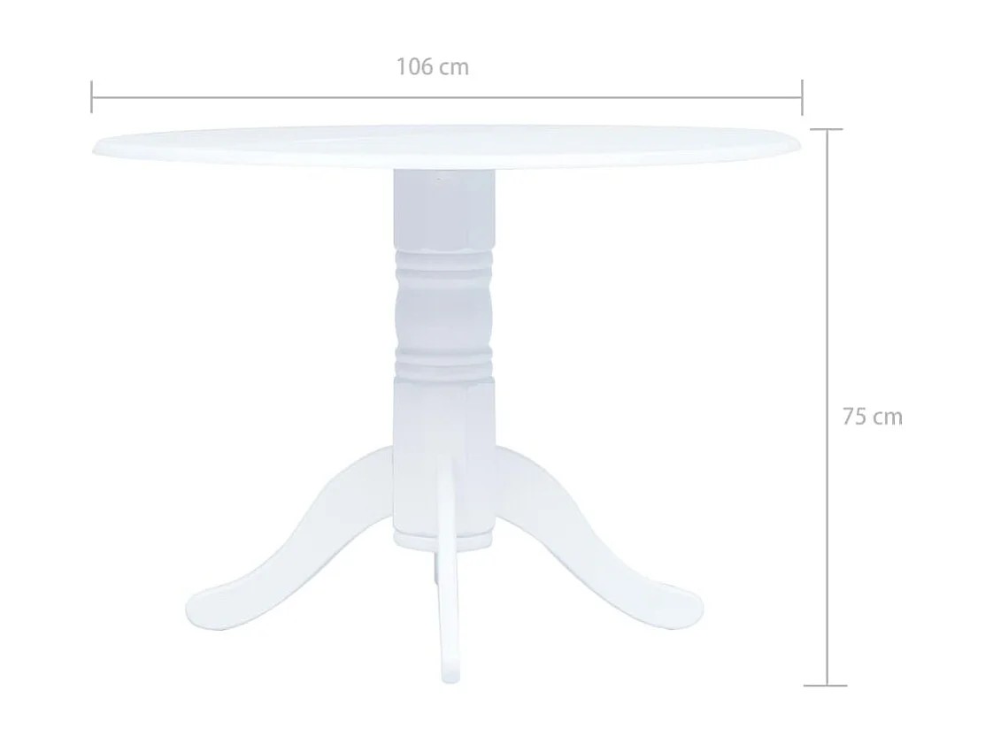 Table à manger Blanc 106 cm Bois d'hévéa massif