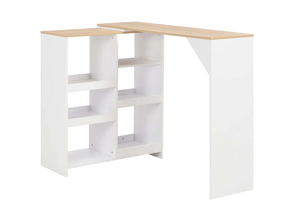 Mesa de bar com prateleira movível branco 138x39x110 cm