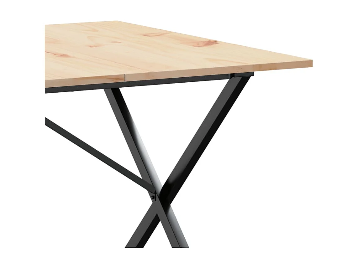 Table à manger cadre en X 200x100x75cm bois de pin massif acier