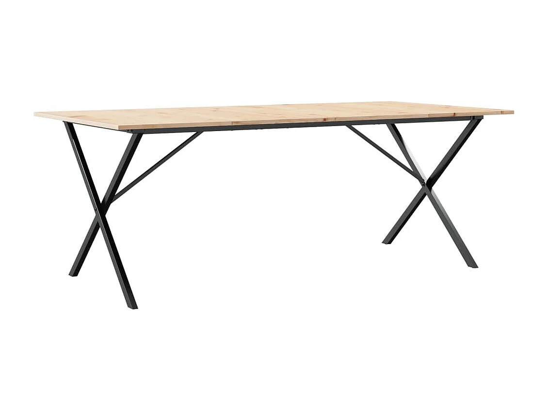 Eettafel X-frame 200x100x75 cm massief grenenhout en staal