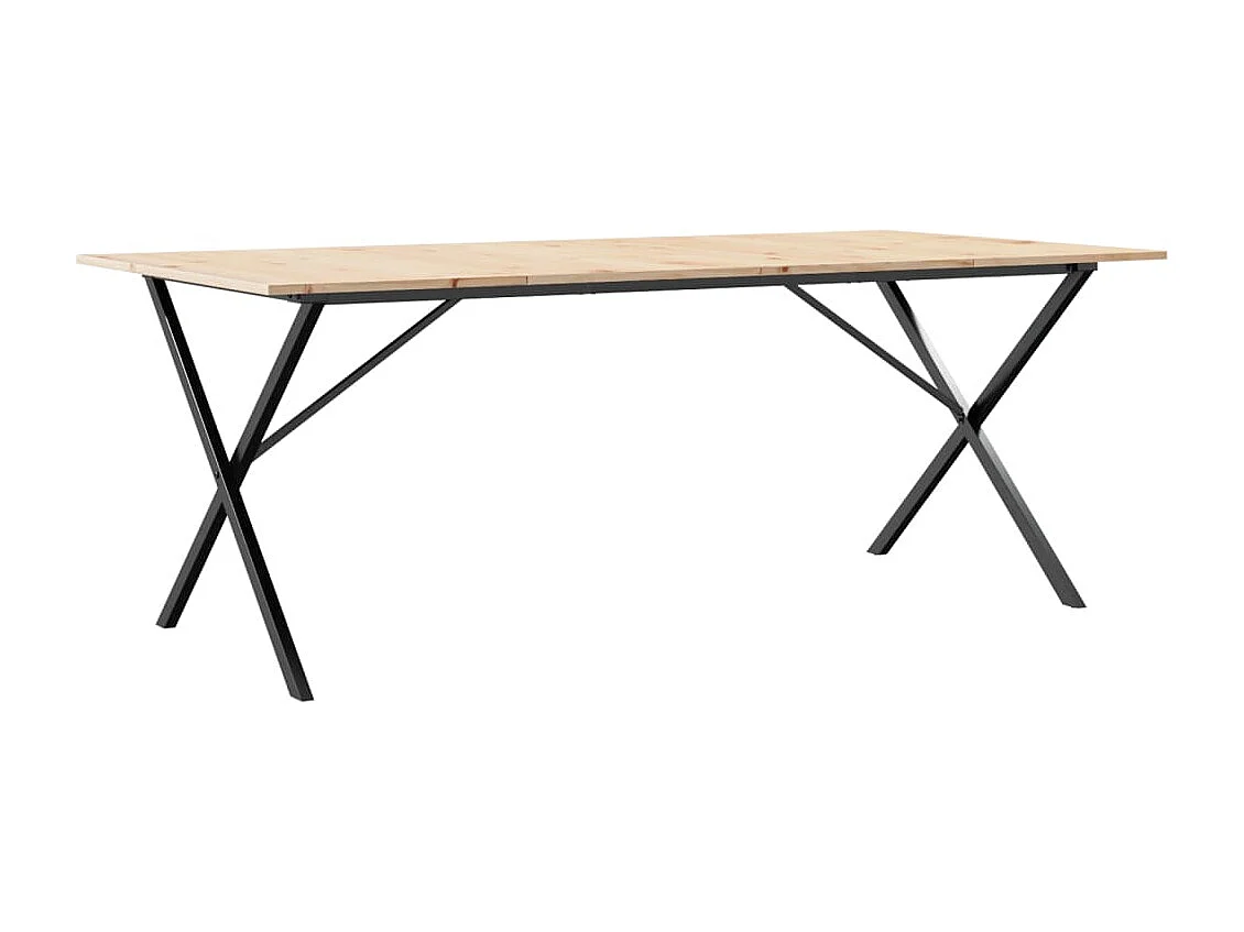 Eettafel X-frame 200x100x75 cm massief grenenhout en staal