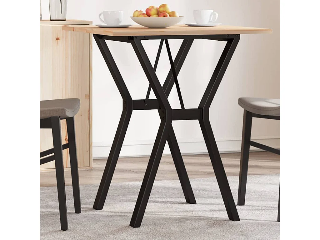 Tavolo da Pranzo Telaio a Y 60x60x75 cm Legno Pino e Acciaio