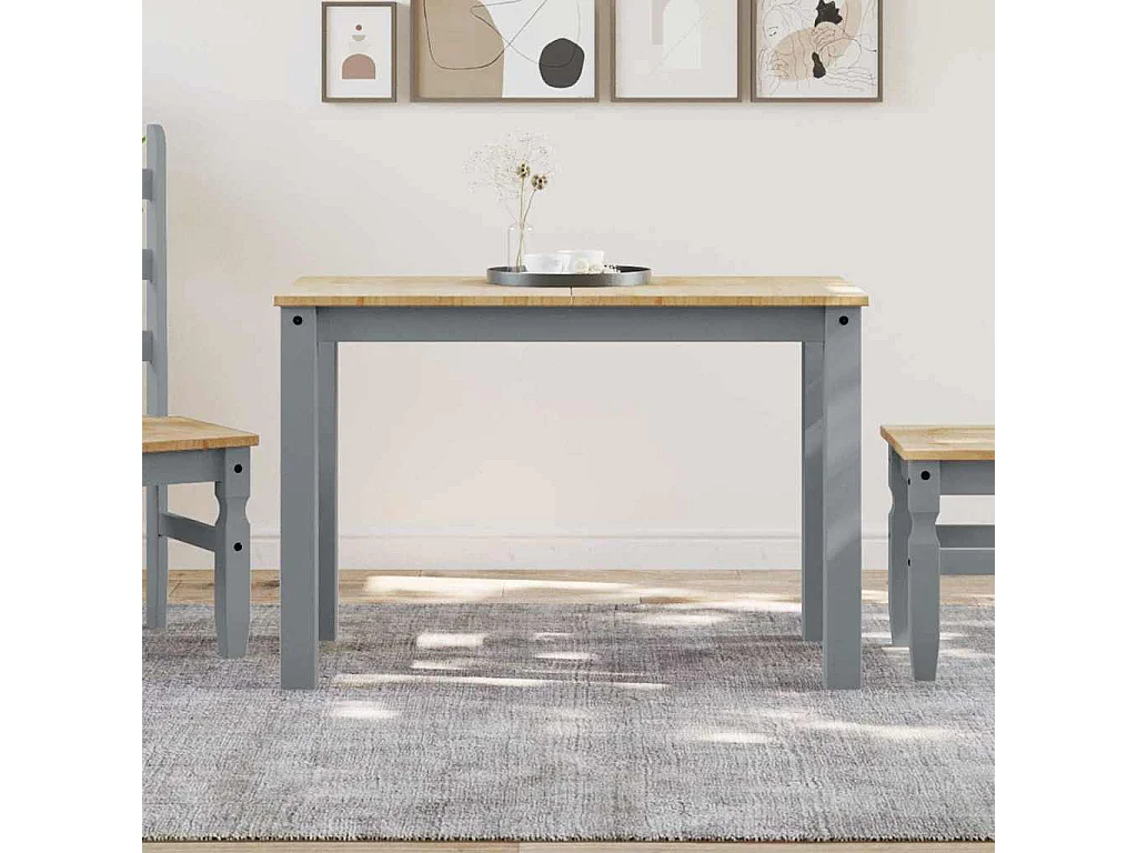 Tavolo da Pranzo Panama Grigio 112x60x75 cm Legno Massello Pino