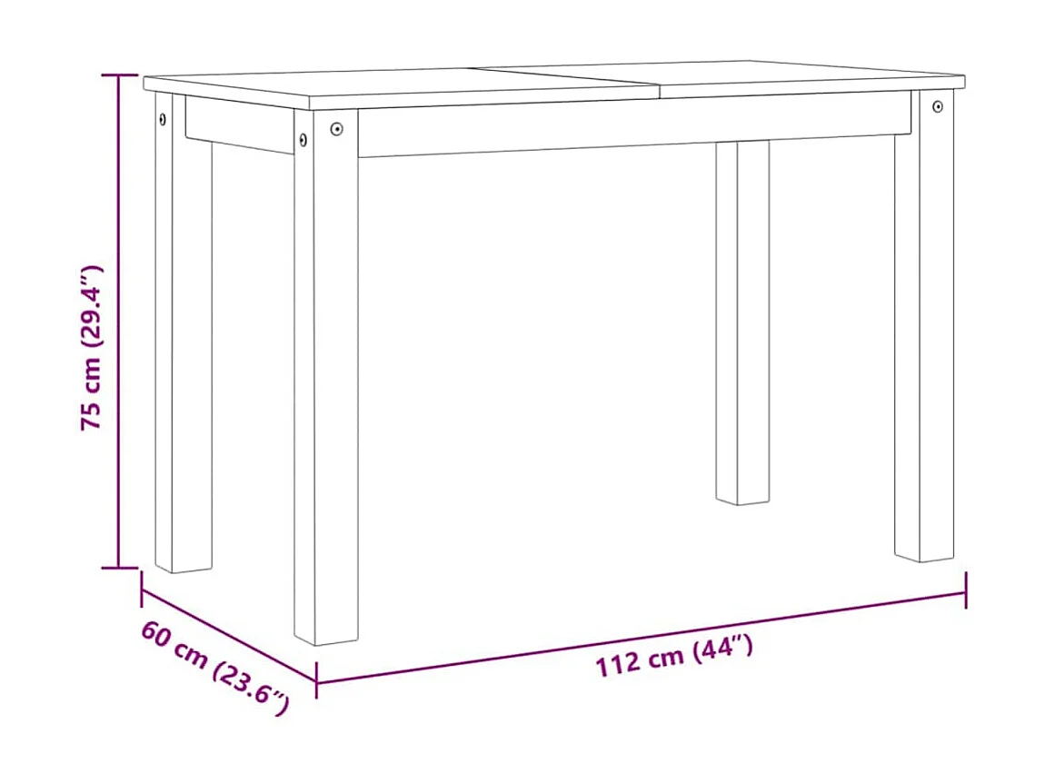 Tavolo da Pranzo Panama Grigio 112x60x75 cm Legno Massello Pino