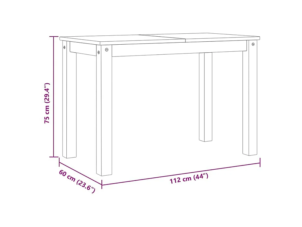 Table à manger PANAMA gris 112x60x75 cm bois massif de pin
