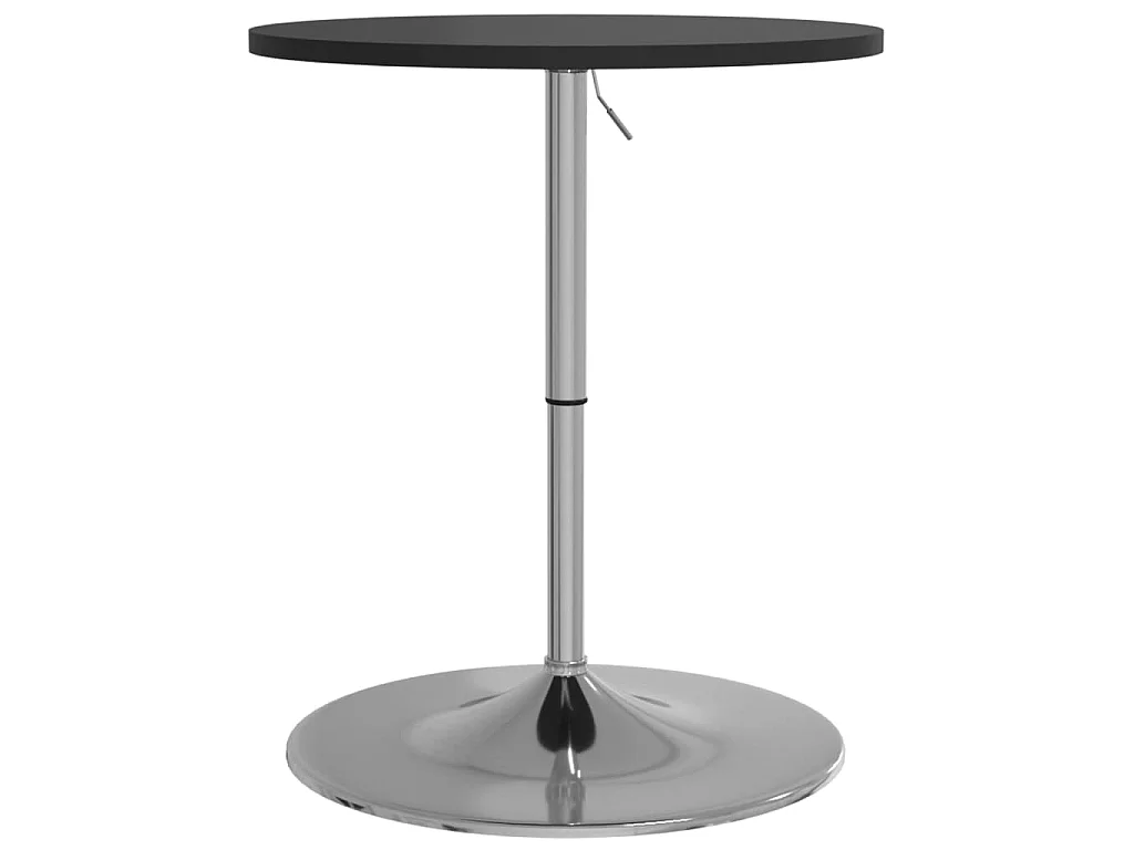 Table de bar noir 60x60x90 cm bois d'ingénierie et acier chromé