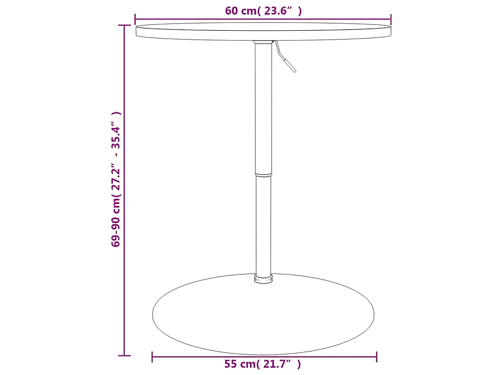 Table de bar noir 60x60x90 cm bois d'ingénierie et acier chromé