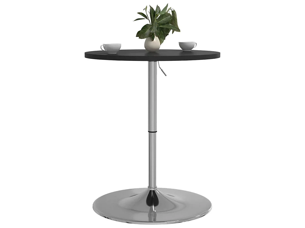 Table de bar noir 60x60x90 cm bois d'ingénierie et acier chromé