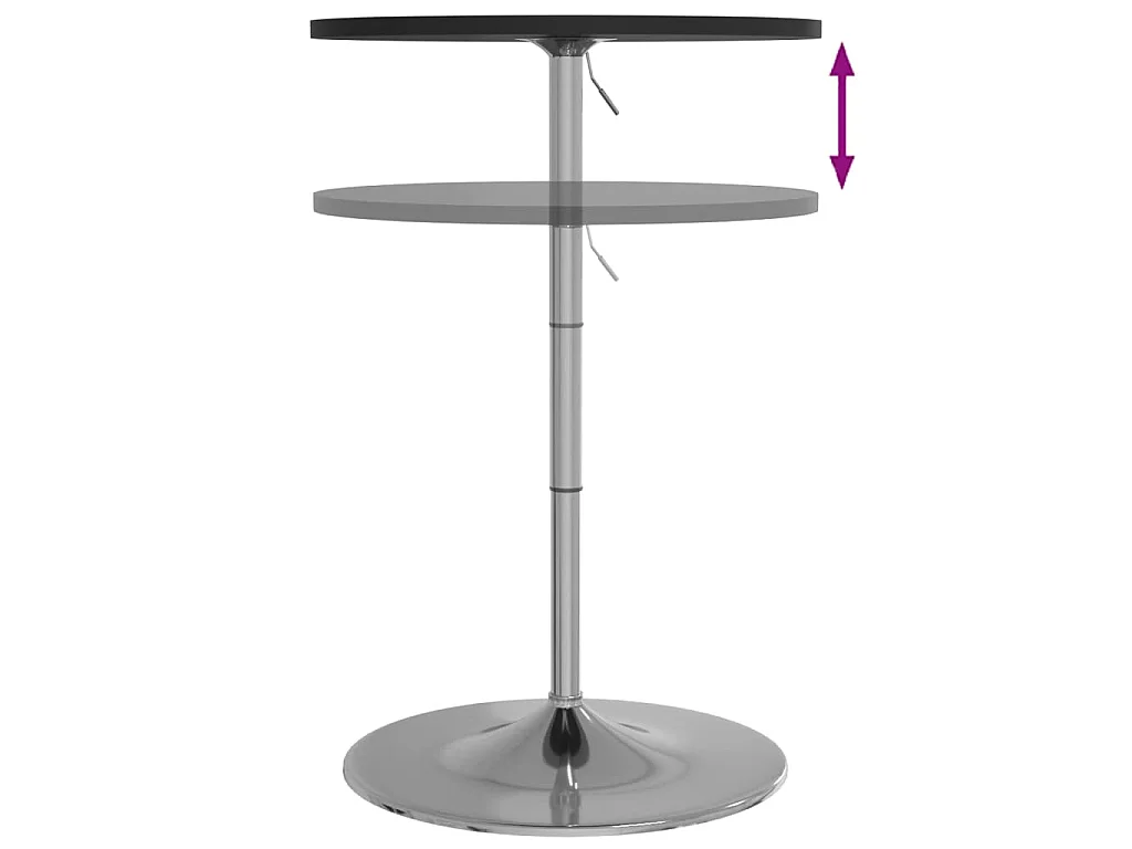 Table de bar noir 60x60x90 cm bois d'ingénierie et acier chromé