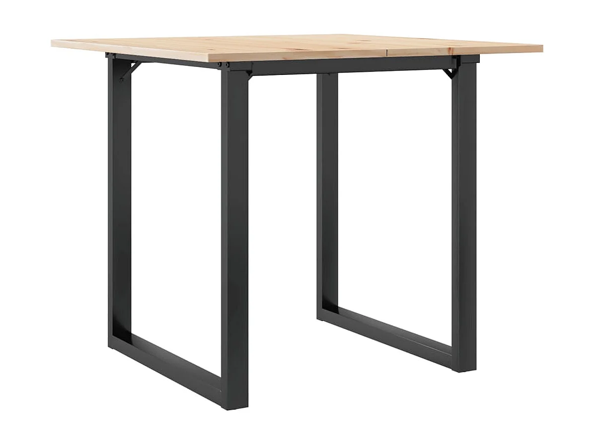 Table à manger cadre en O 80x80x75 cm bois de pin massif acier