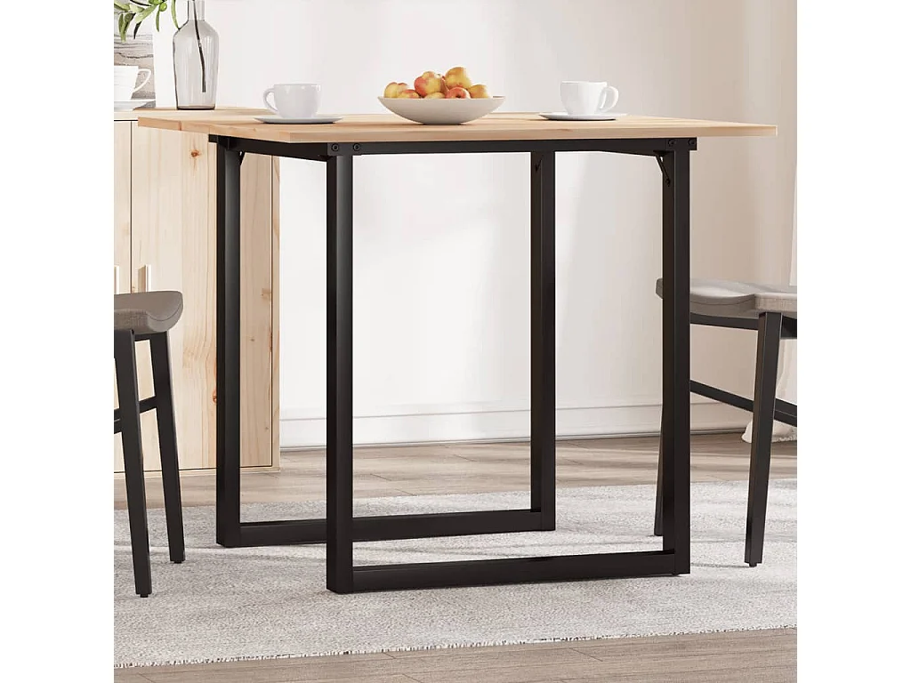 Table à manger cadre en O 80x80x75 cm bois de pin massif acier