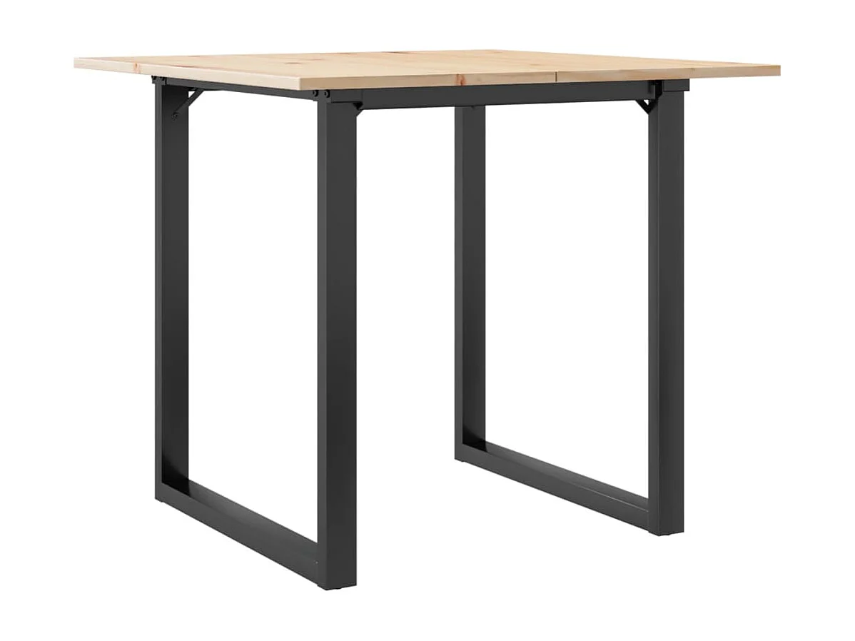 Table à manger cadre en O 80x80x75 cm bois de pin massif acier