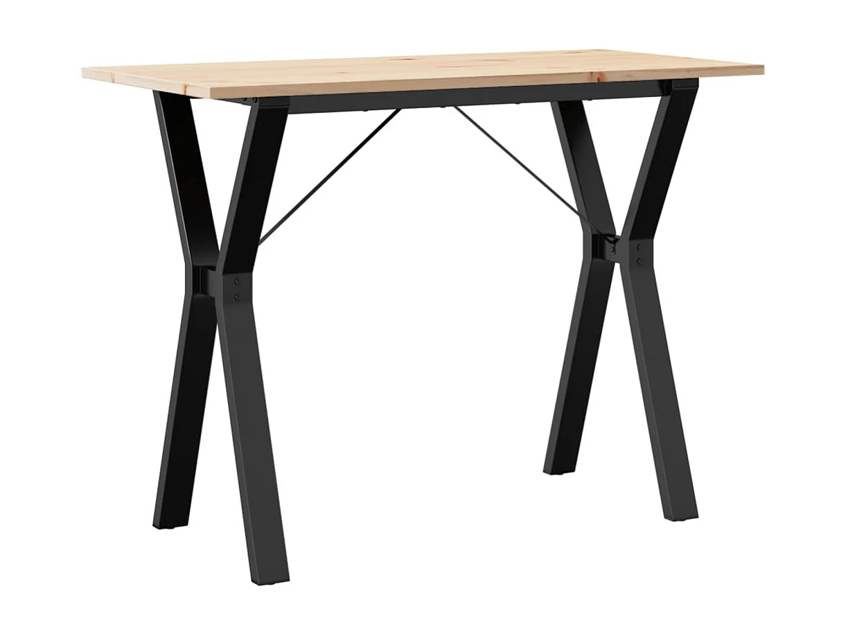 Table à manger cadre en Y 100x50x75 cm bois de pin massif acier
