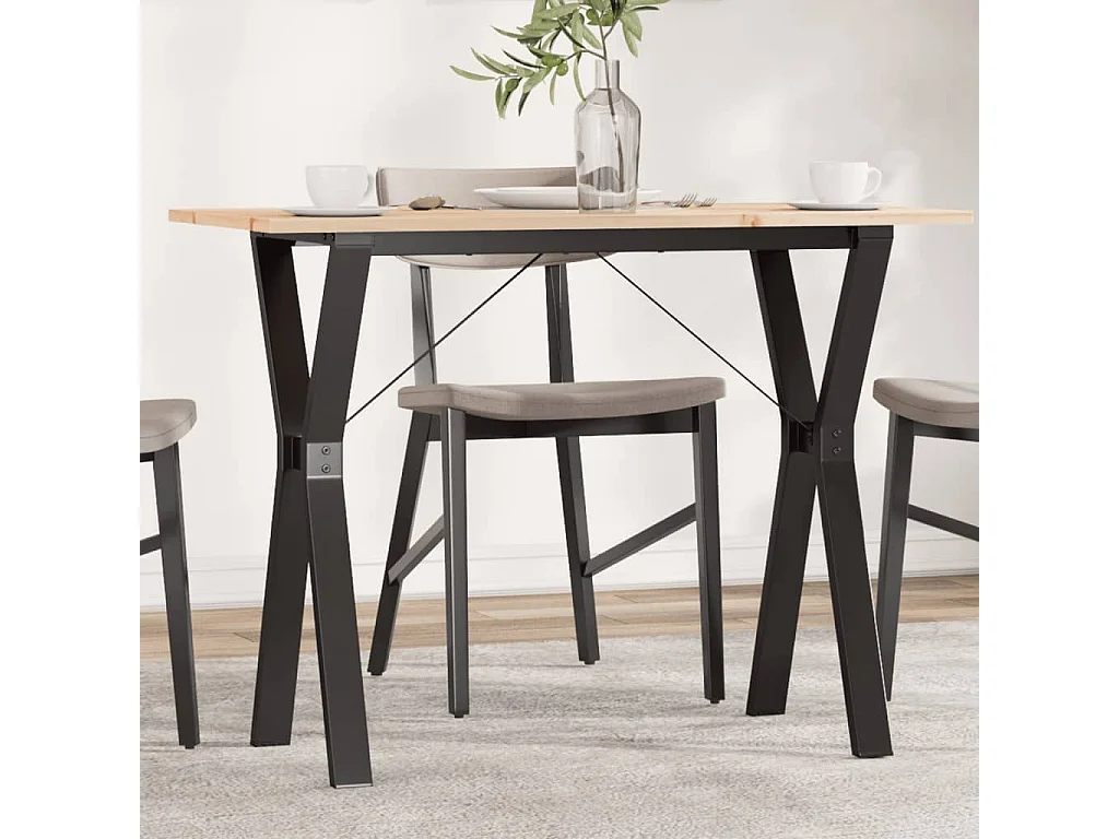 Table à manger cadre en Y 100x50x75 cm bois de pin massif acier