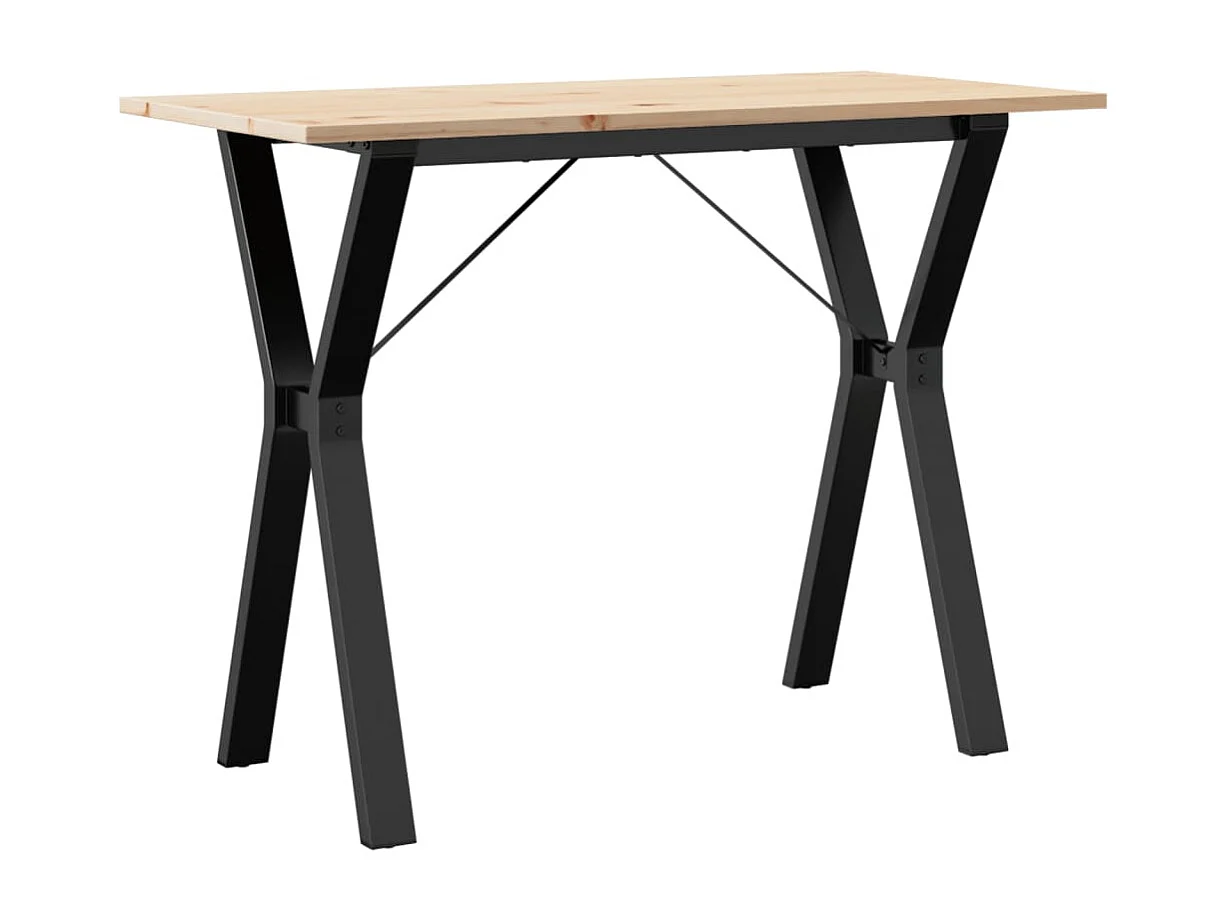 Table à manger cadre en Y 100x50x75 cm bois de pin massif acier