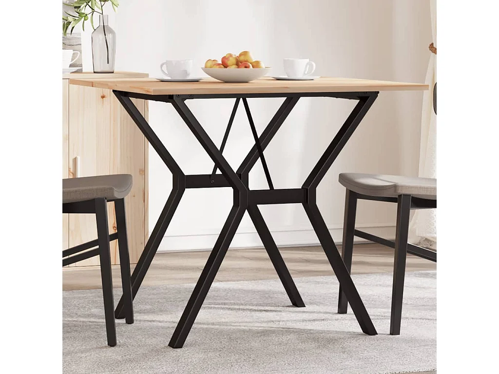Table à manger cadre en Y 80x80x75 cm bois de pin massif acier