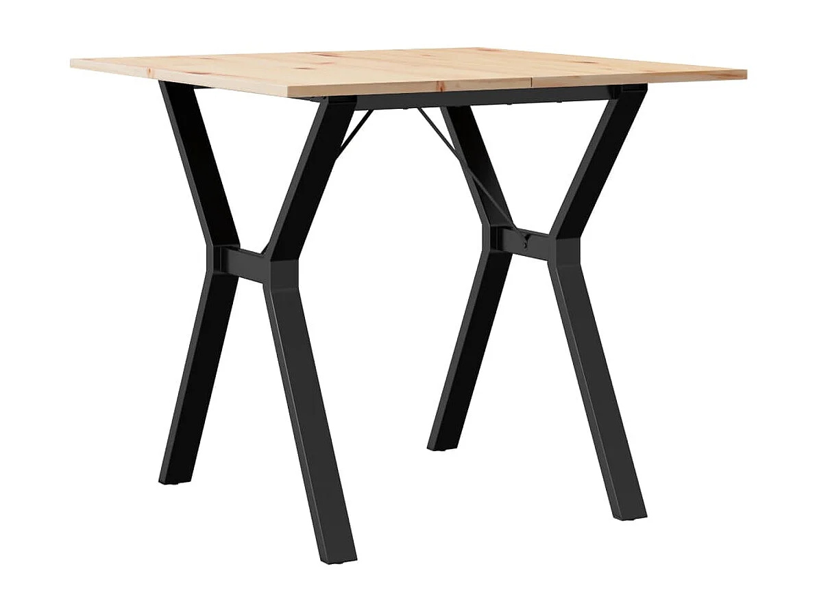 Table à manger cadre en Y 80x80x75 cm bois de pin massif acier
