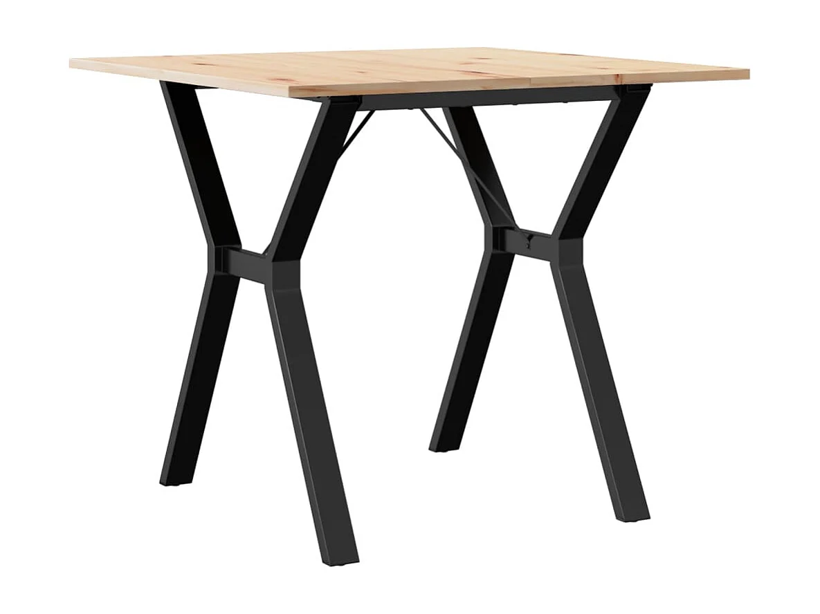 Table à manger cadre en Y 80x80x75 cm bois de pin massif acier