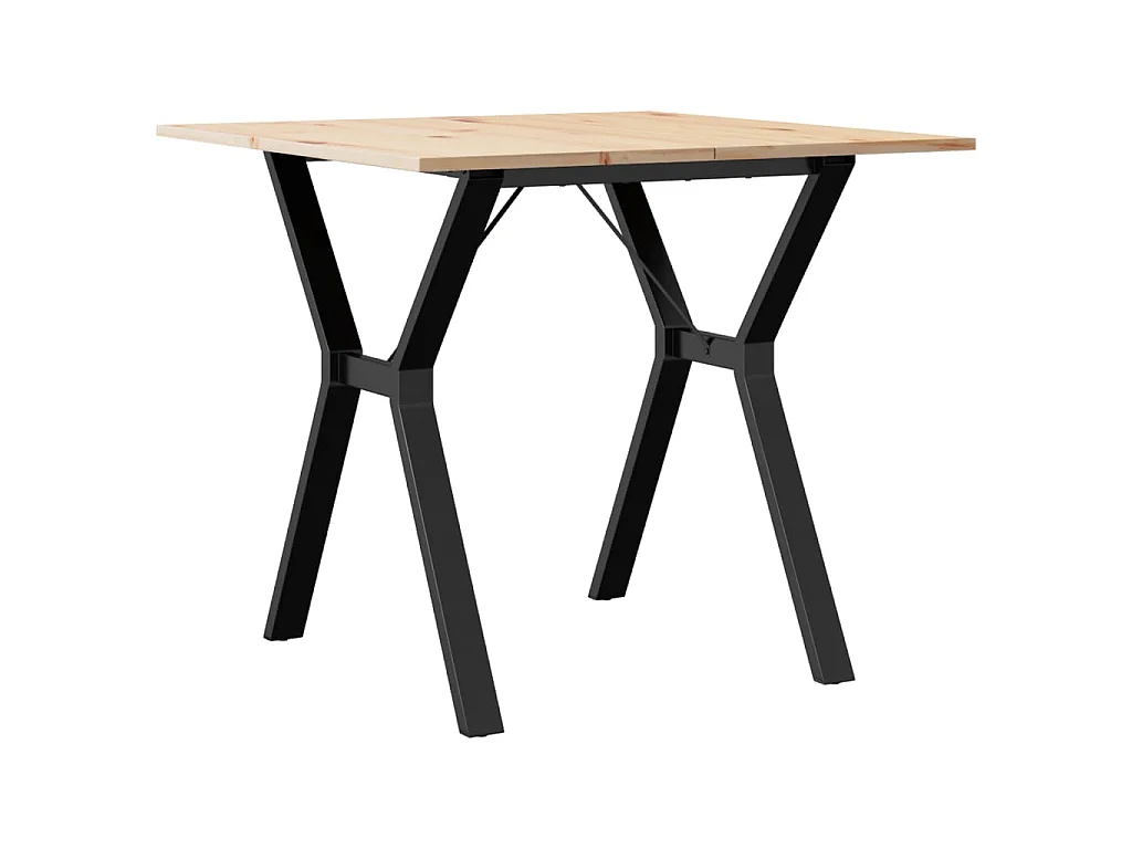 Mesa de comedor marco Y madera maciza pino y acero 80x80x75 cm
