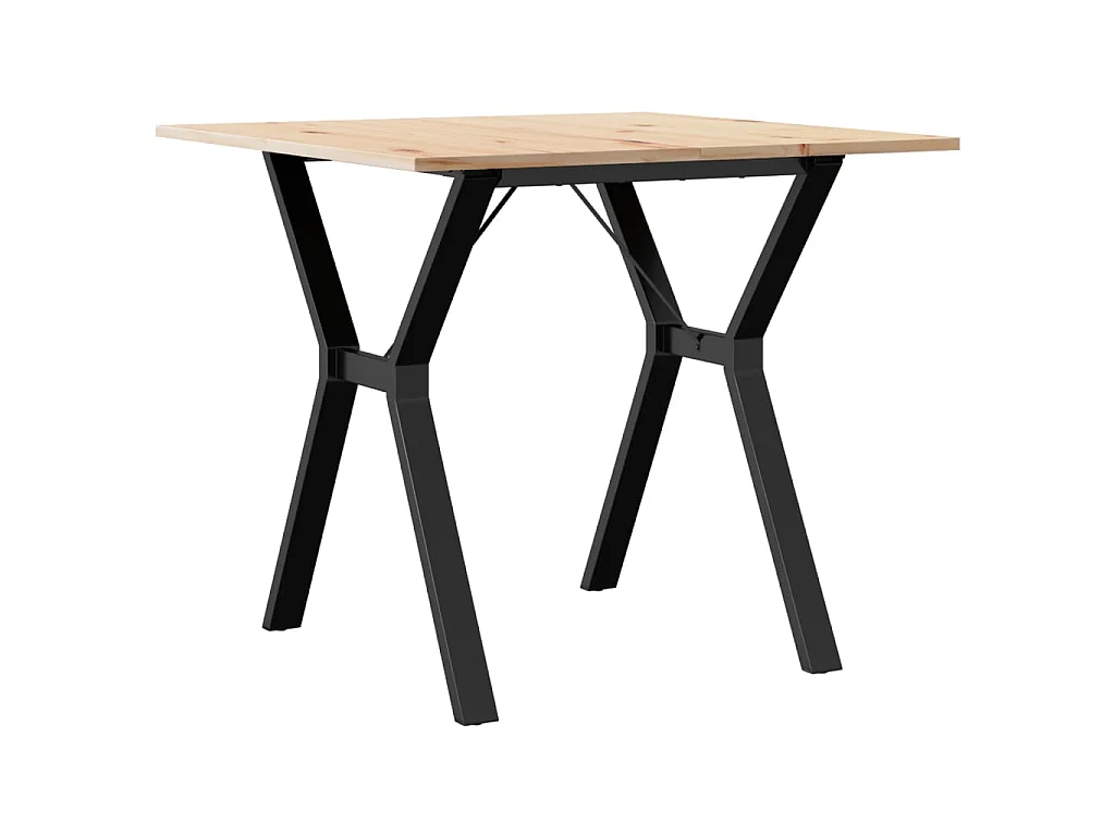 Mesa de comedor marco Y madera maciza pino y acero 80x80x75 cm