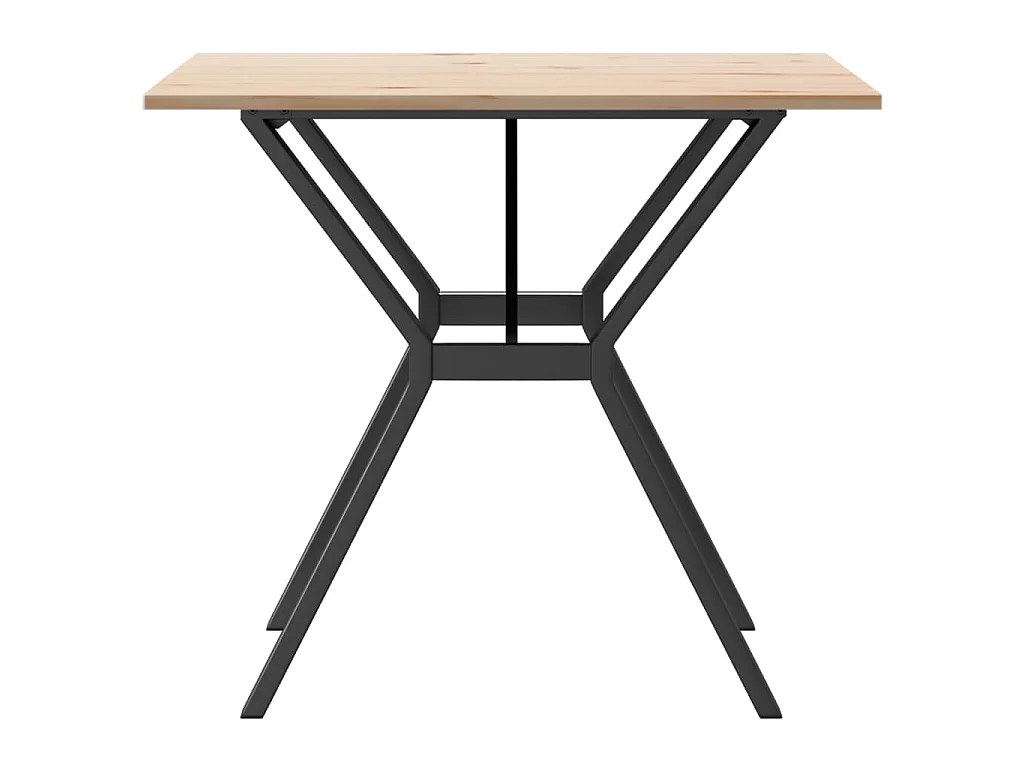 Mesa de comedor marco Y madera maciza pino y acero 80x80x75 cm