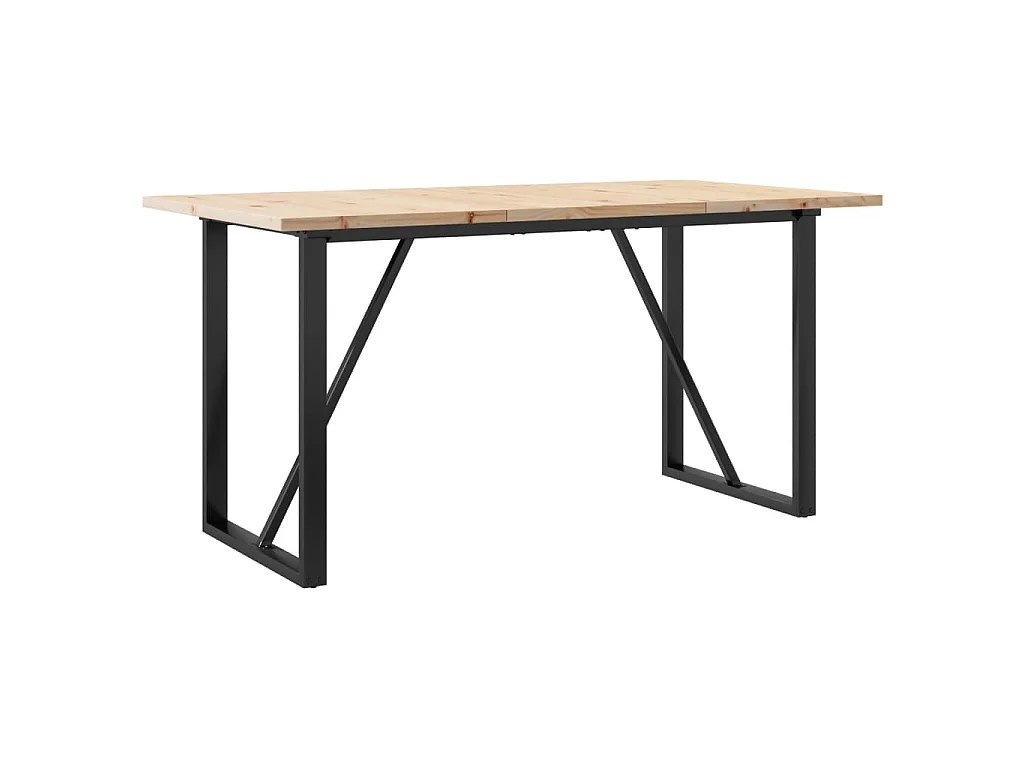 Table à manger cadre en O 140x80x75,5 cm bois pin massif acier