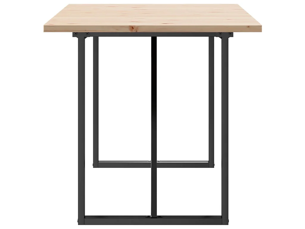 Table à manger cadre en O 140x80x75,5 cm bois pin massif acier