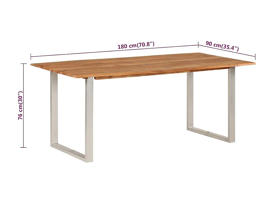 Esstisch 180×90×76 cm Massivholz Akazie