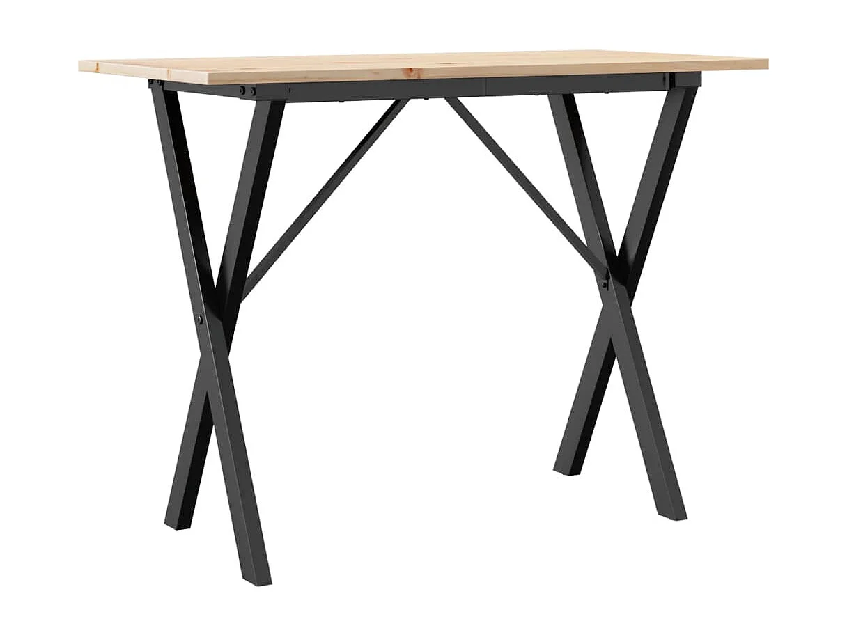 Table à manger cadre en X 100x50x75 cm bois de pin massif acier