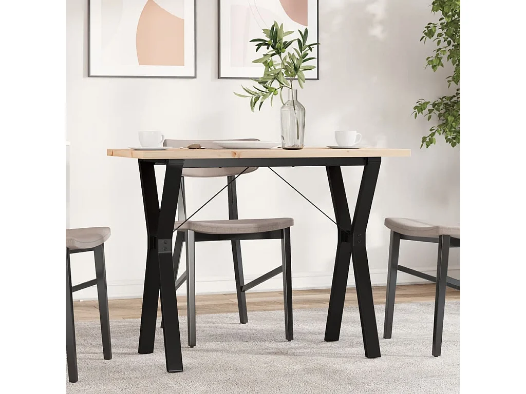 Table à manger cadre en Y 100x50x75,5 cm bois pin massif acier