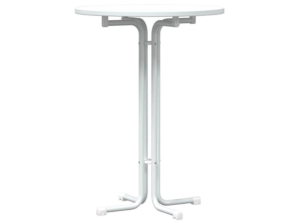 Table de bar blanc Ø80x110 cm bois d'ingénierie et acier