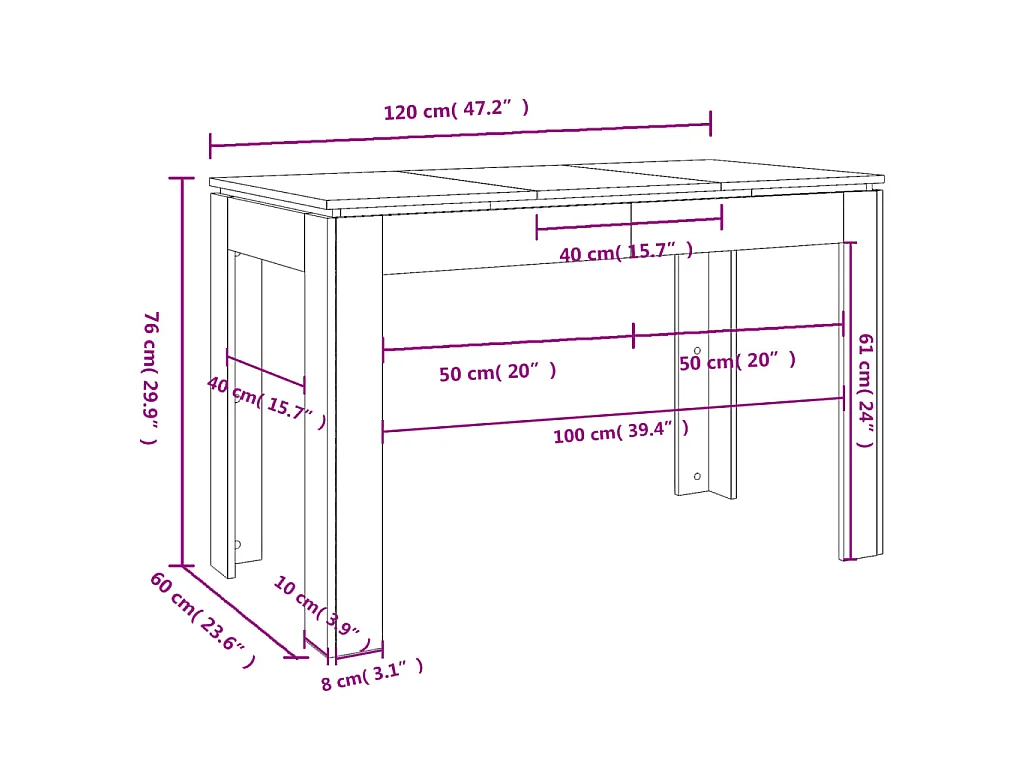 Tavolo da Pranzo Rovere Fumo 120x60x76 cm Legno Multistrato