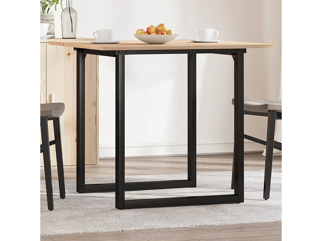 Table à manger cadre en O 90x90x75 cm bois de pin massif acier