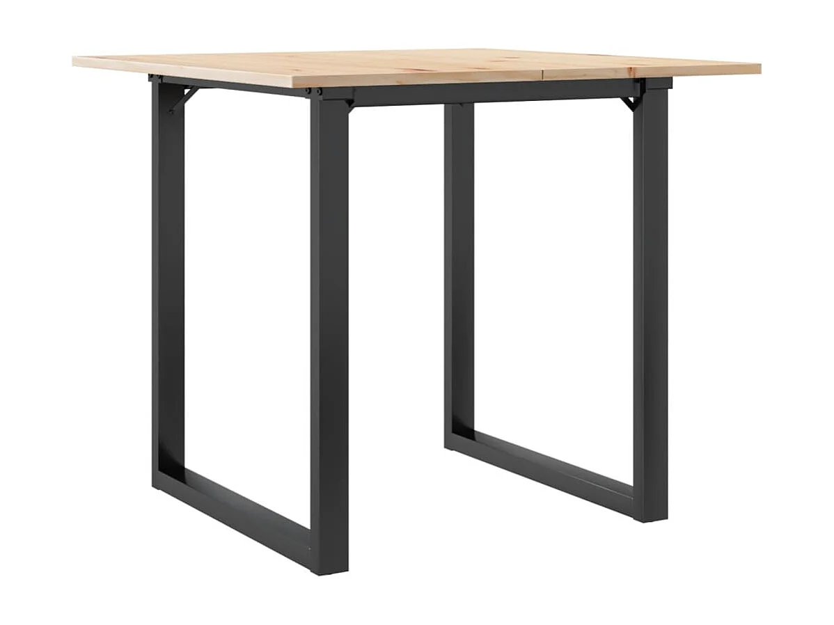 Table à manger cadre en O 90x90x75 cm bois de pin massif acier