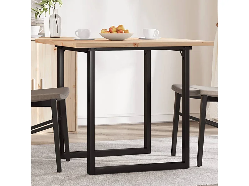 Esstisch O-Gestell 80x80x75,5 cm Massivholz Kiefer & Stahl